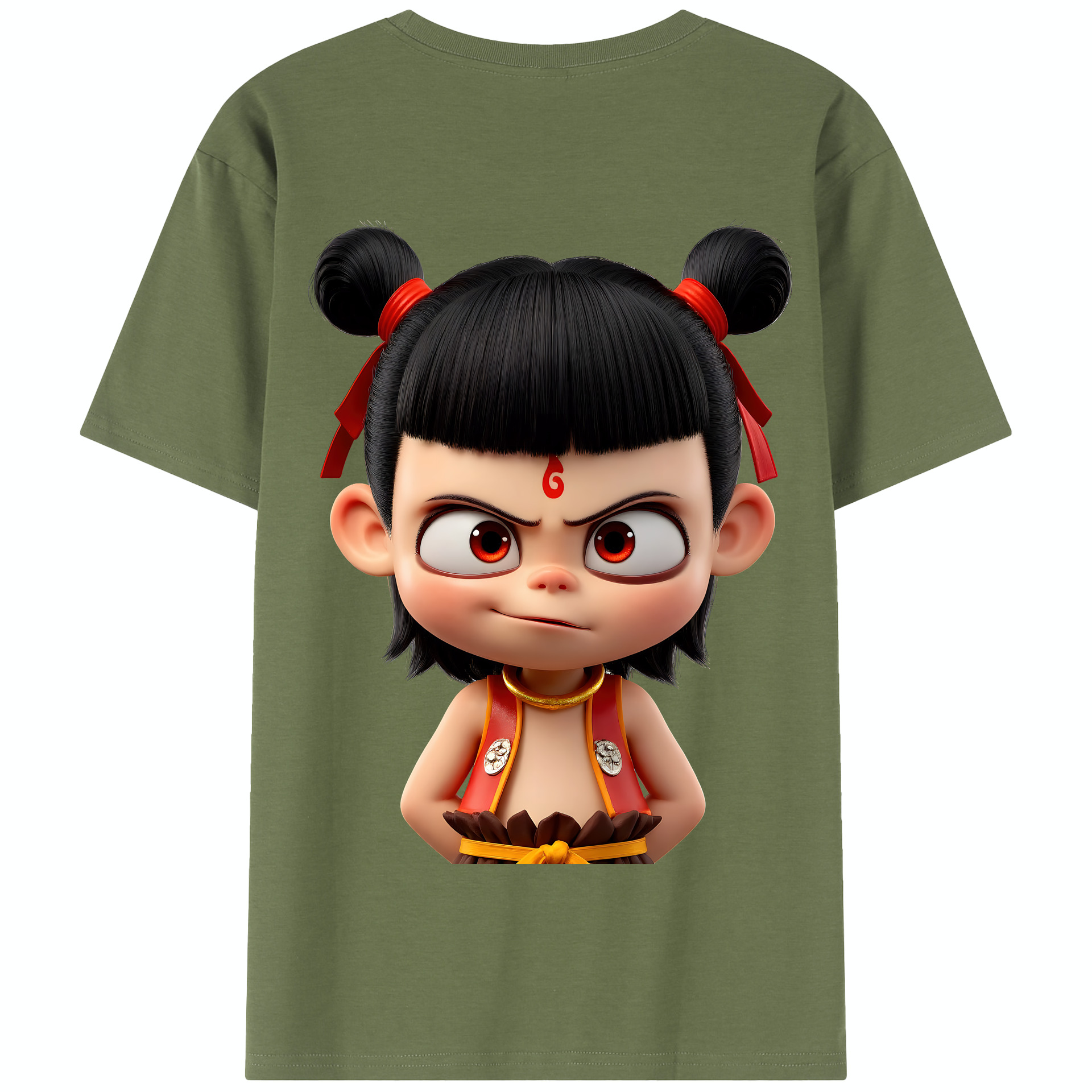 （画像用） Ne Zha 2 ナタ 魔童の大暴れ 綿100％半袖Tシャツ（背面プリント）